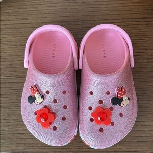 Disney Kids Pink Glitter Minnie Mouse Crocs